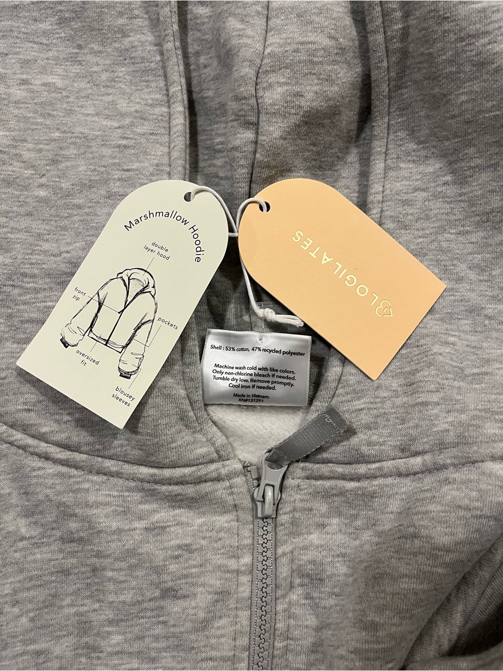 Blogilates Target Marshmallow Full Zip Hoodie Heather Gray NWT Size M - Picture 3 of 6